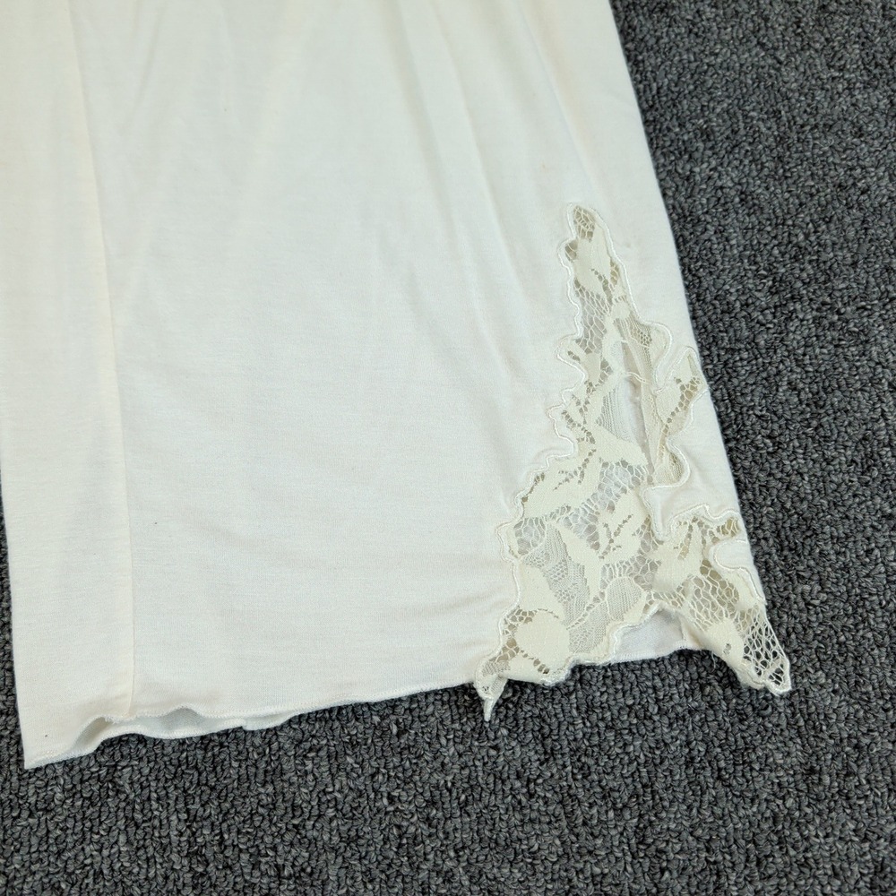 Soma Womens Pajama Pants Large Ivory Rayon Bamboo Lace Wide Leg Crop Cool Nights - Picture 2 of 9